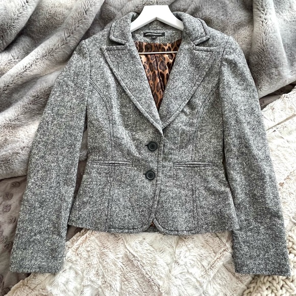 Express Design Studio Gray Wool Two Button Blazer Jacket - Picture 5 of 9